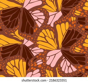 Abstract Hand Drawing Butterfly Wings Seamless Vector Pattern Colorful Background