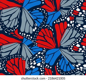 Abstract Hand Drawing Butterfly Wings Seamless Vector Pattern Colorful Background