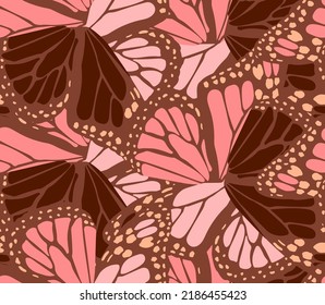 Abstract Hand Drawing Butterfly Wings Seamless Vector Pattern Colorful Background