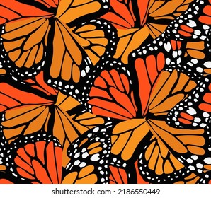 Abstract Hand Drawing Butterfly Wings Seamless Vector Pattern Colorful Background