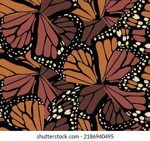 Abstract Hand Drawing Butterfly Wings Seamless Vector Pattern Colorful Background