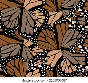 Abstract Hand Drawing Butterfly Wings Seamless Vector Pattern Colorful Background