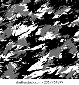 Abstract Hand Drawing Camouflage Brush Strokes Animal Skin Seamless Vector Pattern Isolated Background