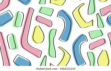 Abstract Hand Drawing Camouflage Geometric Shapes Repeating Vector Pattern Isolated Background 