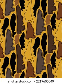 Abstract Hand Drawing Camouflage Geometric People Faces Masks Seamless Vector Pattern Isolated Background