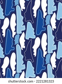 Abstract Hand Drawing Camouflage Geometric People Faces Masks Seamless Vector Pattern Isolated Background