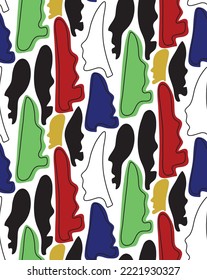 Abstract Hand Drawing Camouflage Geometric People Faces Masks Seamless Vector Pattern Isolated Background