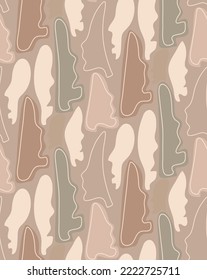 Abstract Hand Drawing Camouflage Geometric People Faces Masks Seamless Vector Pattern Isolated Background