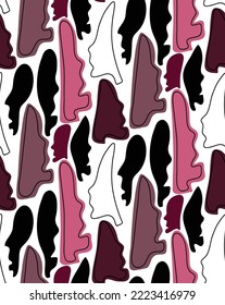 Abstract Hand Drawing Camouflage Geometric People Faces Masks Seamless Vector Pattern Isolated Background