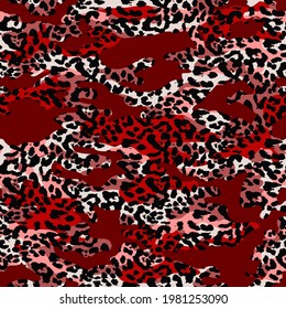 Abstract Hand Drawing Camouflage  with Leopard Skin Seamless Vector Pattern 