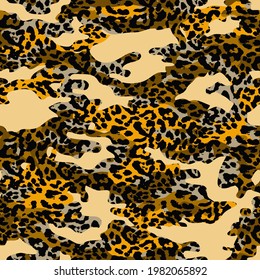 Abstrakte handgezeichnete Camouflage mit Leopardenhaut Nahtloses Vektormuster 