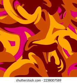 Abstract Hand Drawing Camouflage Wavy Liquid Tie Dye Marble Brush Strokes Seamless Vector Pattern Isolated Background