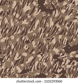 Abstract Hand Drawing Camouflage Zebra Stripes and Geometric Brush Strokes Seamless Vector Pattern Isolated Background