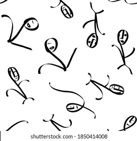 Abstract Hand Drawing Chalk Man Doodle Repeating Vector Pattern Isolated Background