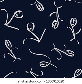 Abstract Hand Drawing Chalk Man Doodle Repeating Vector Pattern Isolated Background