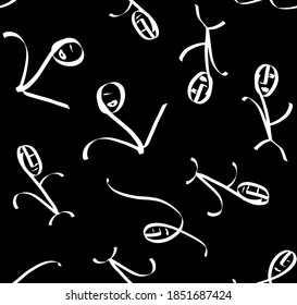 Abstract Hand Drawing Chalk Man Doodle Repeating Vector Pattern Isolated Background