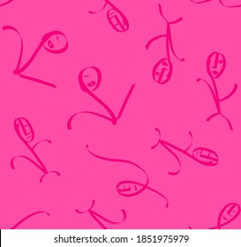 Abstract Hand Drawing Chalk Man Doodle Repeating Vector Pattern Isolated Background