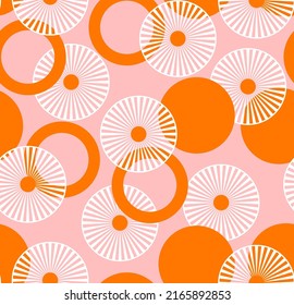 Abstract Hand Drawing Circles Dots Geometric Art Deco Shapes Seamless Vector Pattern Isolated Background