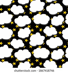 Antecedentes aislados del patrón vectorial repetitivo de las nubes de dibujo manual y las estrellas