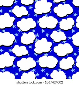 Antecedentes aislados del patrón vectorial repetitivo de las nubes de dibujo manual y las estrellas