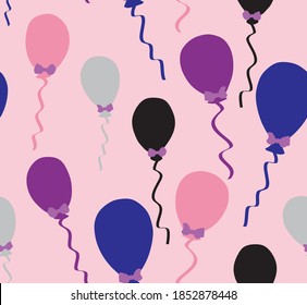 Abstract Hand Drawing Colorful Balloons Repeating Vector Pattern Isolated Background