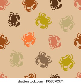 Abstract Hand Drawing Colorful Crabs Repeating Pattern Isolated Background