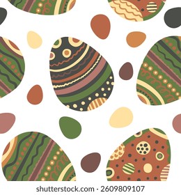Abstract Hand Drawing Colorful Cute Geometric Shaped Easter Eggs Seamless Vector Pattern Isolated Background