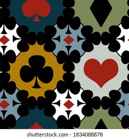 Abstract Hand Drawing Colorful Geometric Gamble Shapes Repeating Vector Pattern Isolated Background