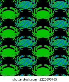 Abstract Hand Drawing Crabs Marine Concept Seamless Vector Pattern Isolated Background