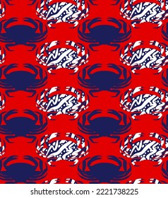 Abstract Hand Drawing Crabs Marine Concept Seamless Vector Pattern Isolated Background