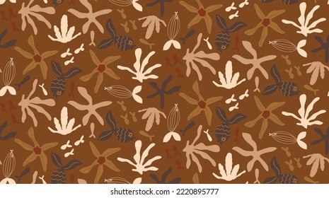 Abstract Hand Drawing Cute Animal Fishes Corals Starfishes Seamless Marine Concept Vector Pattern Isolated Background