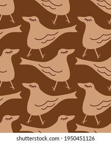 Resumen De La Mano Dibujando Aves Cutas Repetiendo Patrón Vector De Fondo Aislado