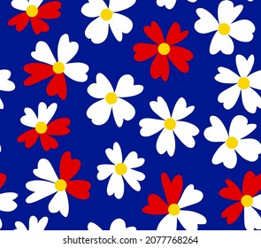 Fondo aislado de las flores de margarita de dibujo a mano sin soldadura