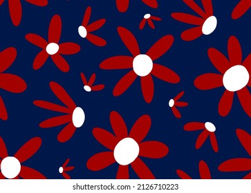 Fondo aislado de las flores de margarita de dibujo a mano sin soldadura