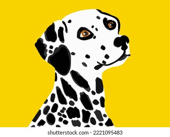 Abstract Hand Drawing Cute Dalmatian Dog Portrait Placement Print Vector Pattern Isolated Background