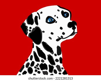 Abstract Hand Drawing Cute Dalmatian Dog Portrait Placement Print Vector Pattern Isolated Background