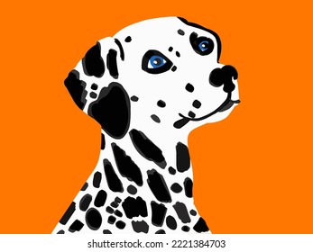 Abstract Hand Drawing Cute Dalmatian Dog Portrait Placement Print Vector Pattern Isolated Background