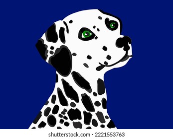 Abstract Hand Drawing Cute Dalmatian Dog Portrait Placement Print Vector Pattern Isolated Background