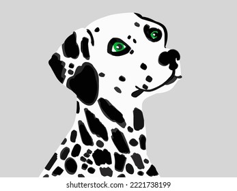 Abstract Hand Drawing Cute Dalmatian Dog Portrait Placement Print Vector Pattern Isolated Background