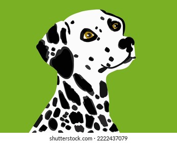 Abstract Hand Drawing Cute Dalmatian Dog Portrait Placement Print Vector Pattern Isolated Background