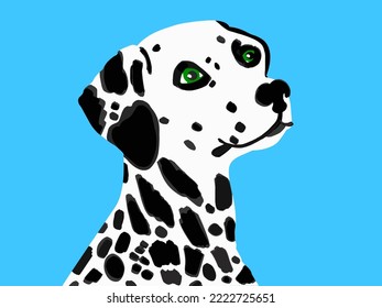 Abstract Hand Drawing Cute Dalmatian Dog Portrait Placement Print Vector Pattern Isolated Background