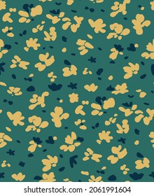Abstract Hand Drawing Cute Ditsy Flowers and Geometric Dots Seamless Vector Pattern Isolated Background 