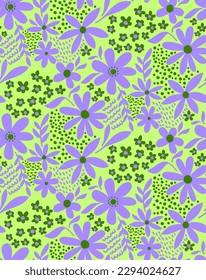 Resumen Dibujo a mano Cuto Mezcla de flores Hojas y Formas Geométricas Patrón vectorial sin inconvenientes Fondo aislado