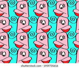 Abstract Hand Drawing Cute Ducks Repeating Vector Pattern Isolated Background