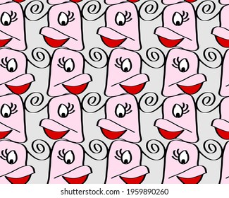 Abstract Hand Drawing Cute Ducks Repeating Vector Pattern Isolated Background