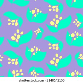 Fondo aislado de dibujo a mano con hojas y puntos florales sin soldadura