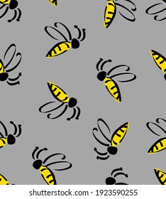 Resumen Plano de mano de abejas voladoras cúrgenes Repetiendo Patrón vectorial Fondo aislado
