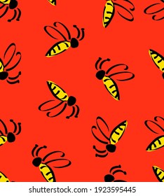 Resumen Plano de mano de abejas voladoras cúrgenes Repetiendo Patrón vectorial Fondo aislado