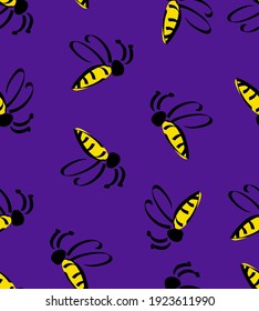 Resumen Plano de mano de abejas voladoras cúrgenes Repetiendo Patrón vectorial Fondo aislado