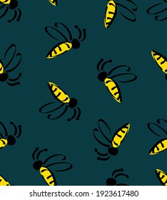 Resumen Plano de mano de abejas voladoras cúrgenes Repetiendo Patrón vectorial Fondo aislado